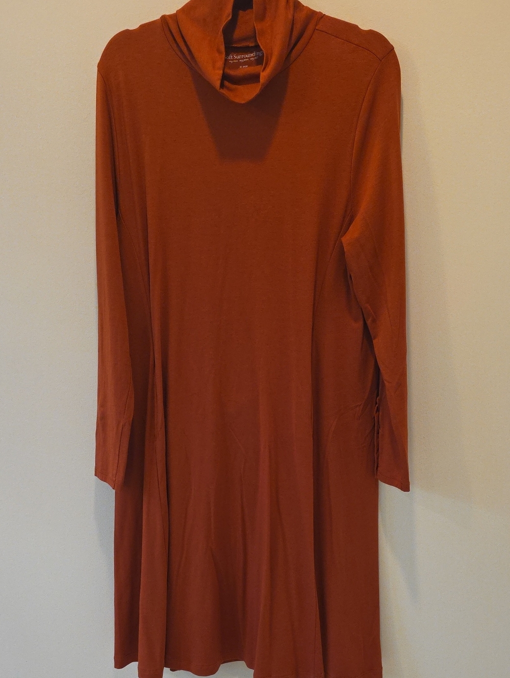 Rust Orange Turtleneck Dress. Soft Surroundings. Xl. Pockets EUC